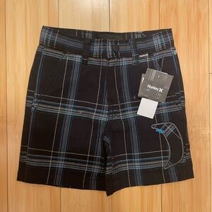 Hurley Toddler Plaid Shorts in Black and Blue